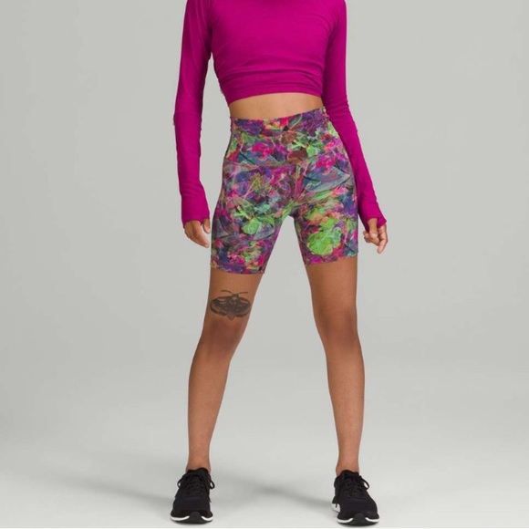 lululemon wunder train high rise shorts 6in size 8 vivid floral tone multi - Picture 4 of 14